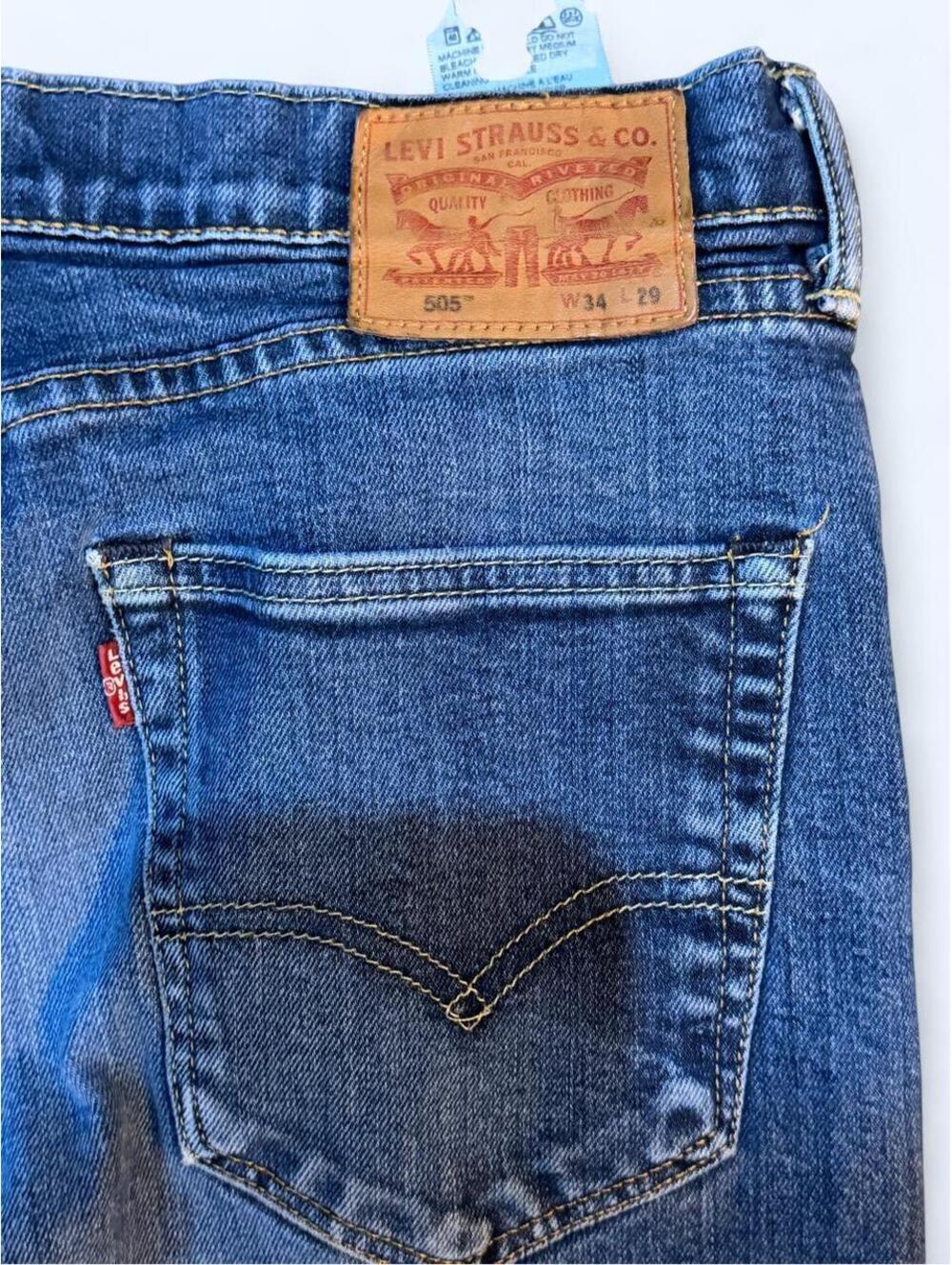 Levi's 505 leather patch blue jeans collectors item - Picture 3 of 5